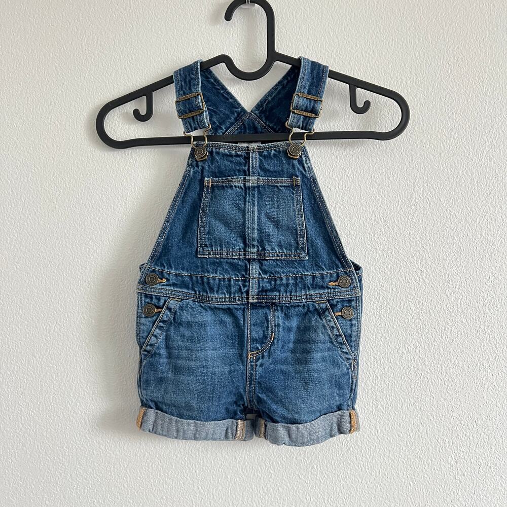 Baby Gap Blue Denim Cuffed Hem Jumpsuit Overalls 18-24 Mo Retro Americana Relax